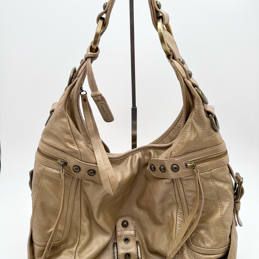 Isabella Fiore Leather Gold Hobo Shoulder Bag - Picture 11 of 16